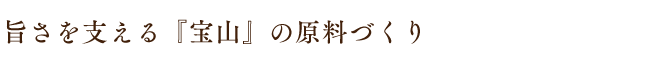 旨さを支える『宝山』の原料づくり